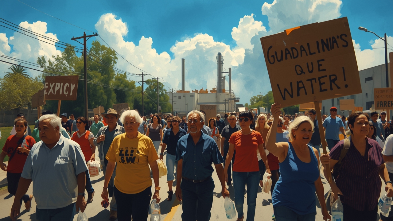 Residentes de Guadalajara protestan por el agua de la llave contaminada.
