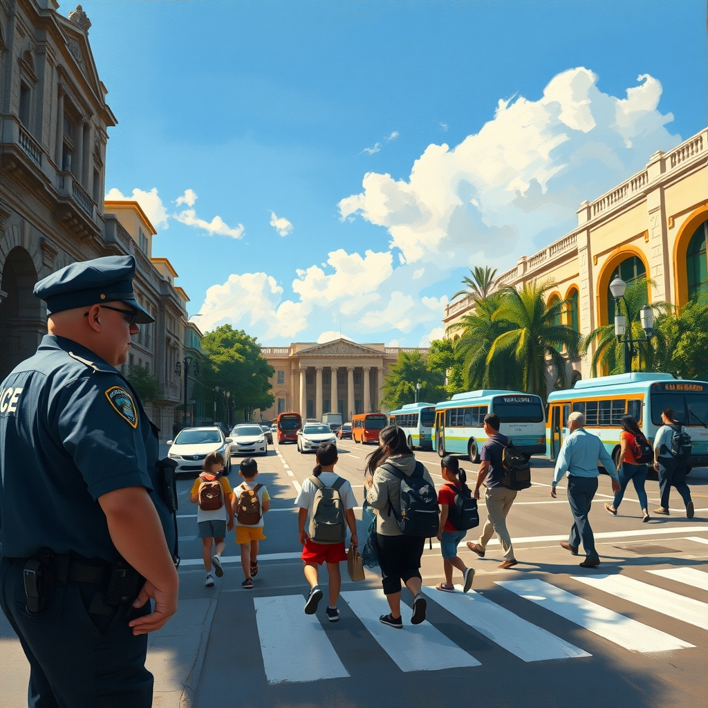 La policía patrulla las zonas escolares mientras las clases se reanudan en la Ciudad de México.