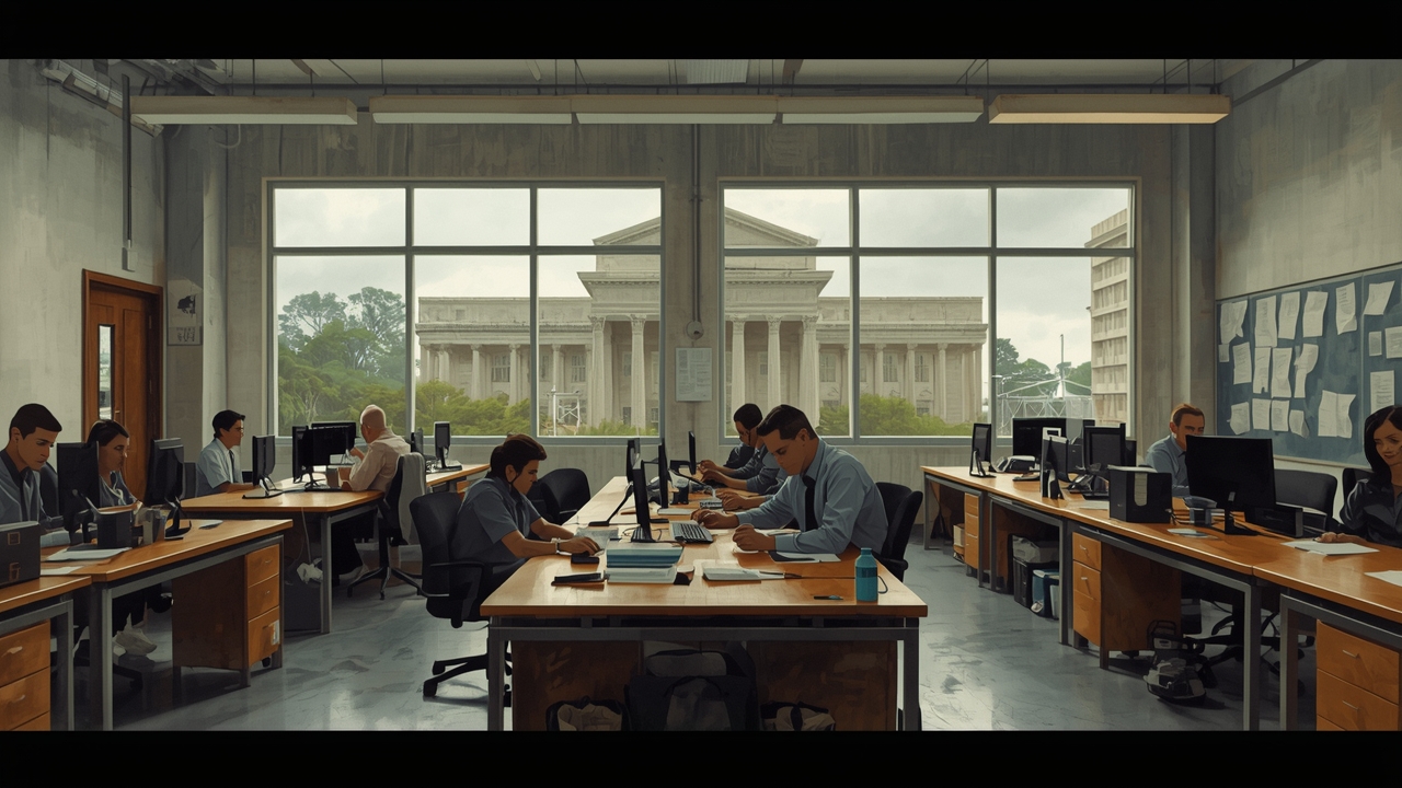 Personal de la agencia de justicia trabajando en la oficina de Monterrey