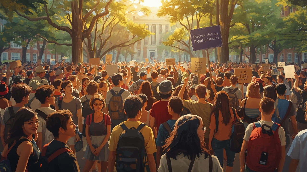 Estudiantes protestan contra presunto acoso de maestros en campus de la Universidad de Guadalajara.