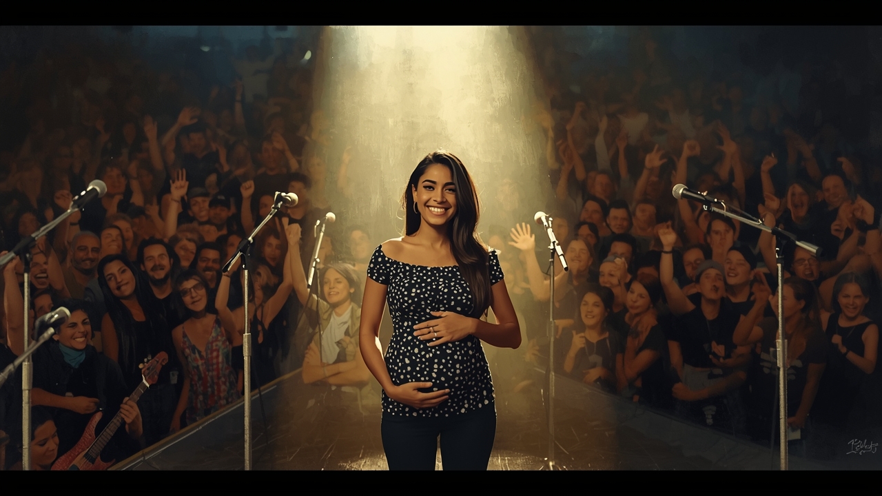 La cantante Camila Fernández anuncia su embarazo sobre el escenario.